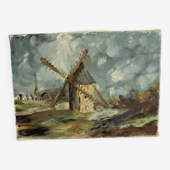 Canvas, Mill countryside landscape painting