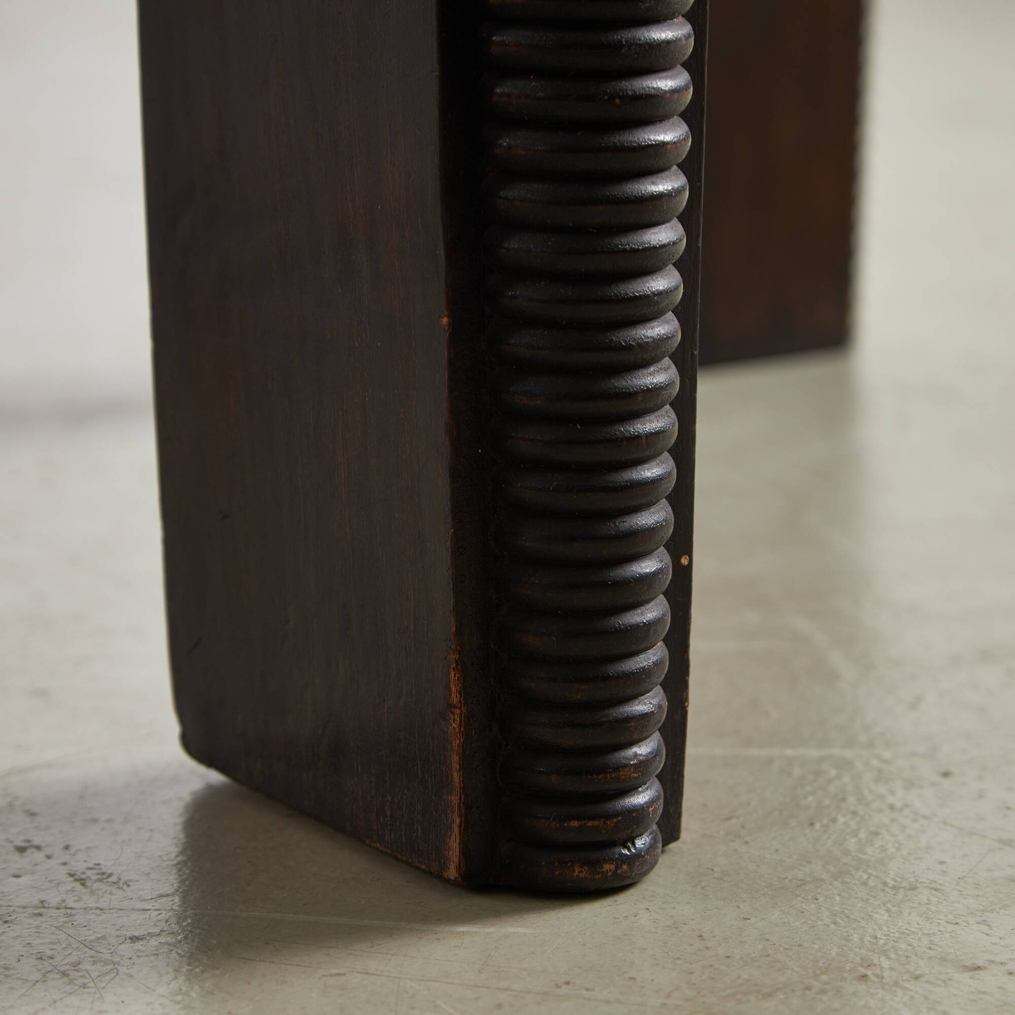 Large Robust Dinig Table with Carved Legs and Glass Top