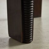 Large Robust Dinig Table with Carved Legs and Glass Top