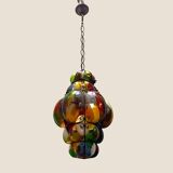 Suspension en fer forgé multicolore en verre de Murano, années 1950