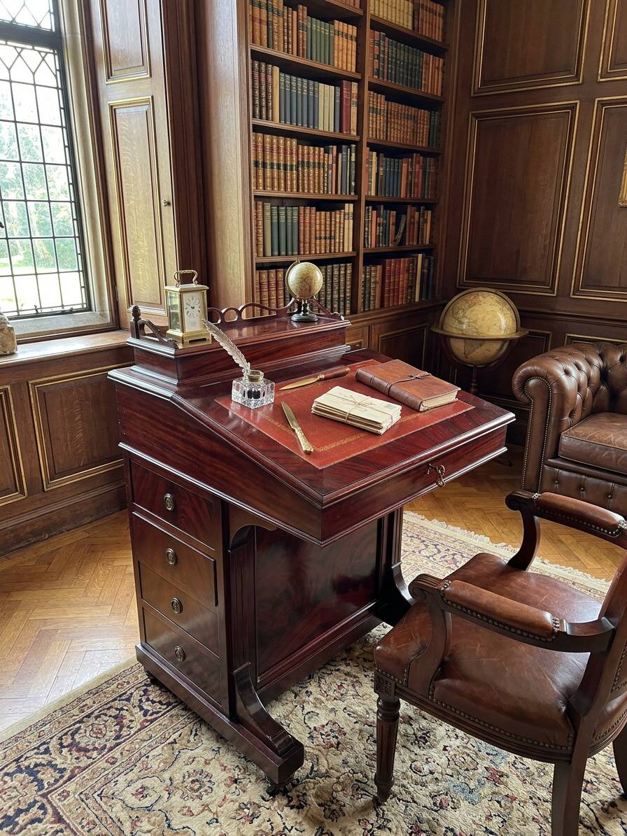 Élégant Bureau "Davenport" en Acajou
