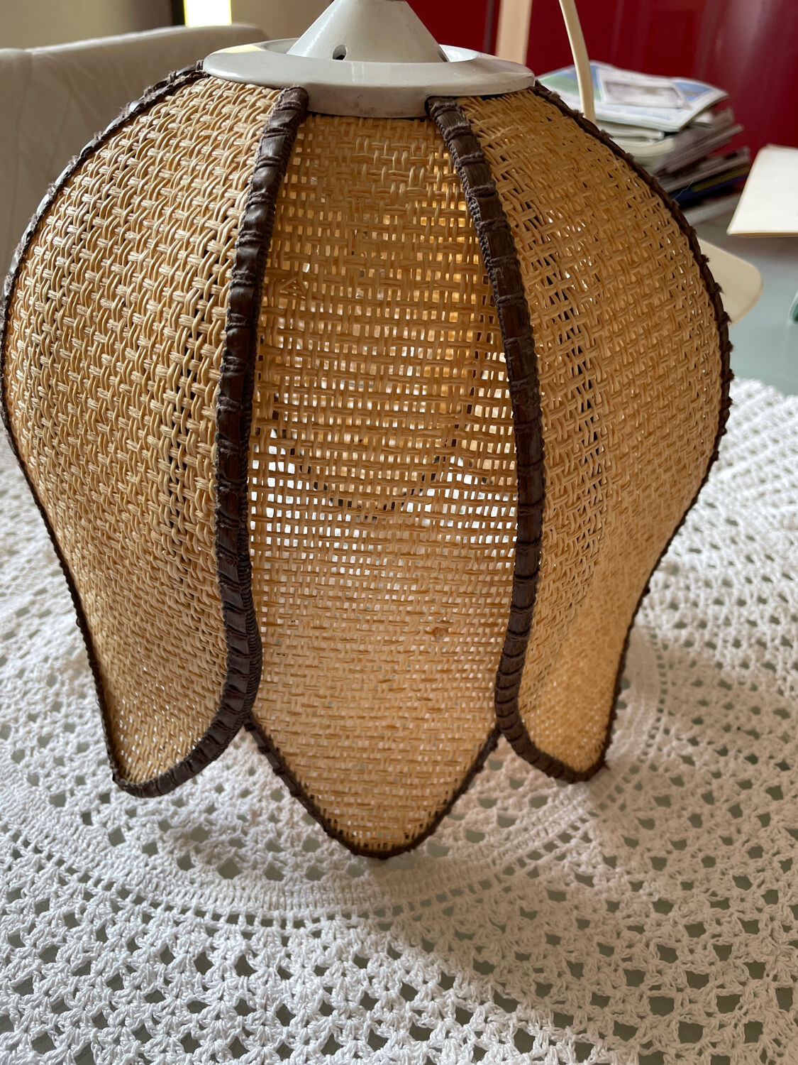 Natural fiber chandelier year 70s