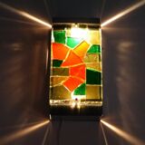 Large 1970 wall lamp in resin and glass