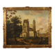 Antique French Oil On Canvas Landscape Painting From The 18th Century