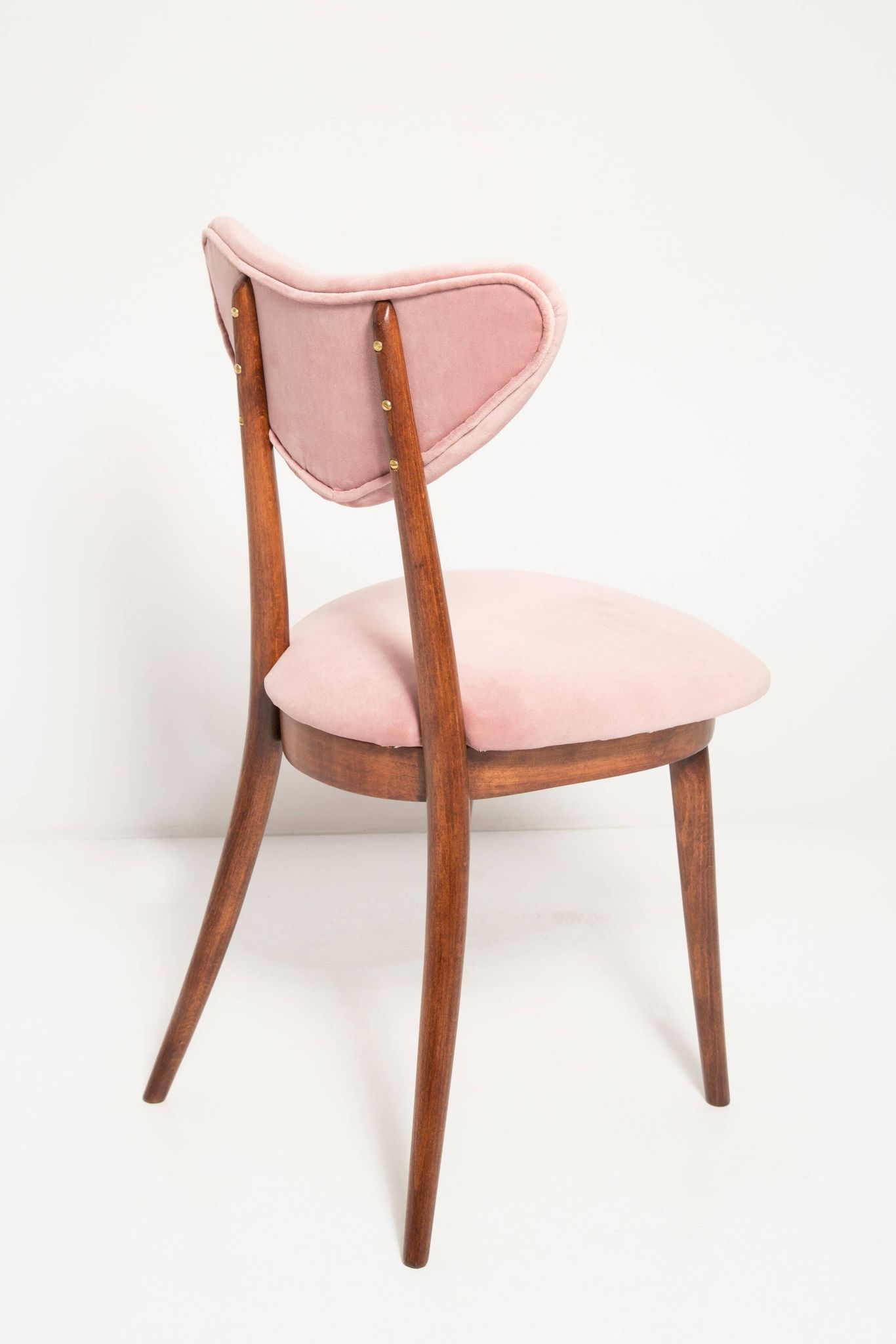 Mid-century light pink velvet heart-shaped chair, Europe, 1960s.