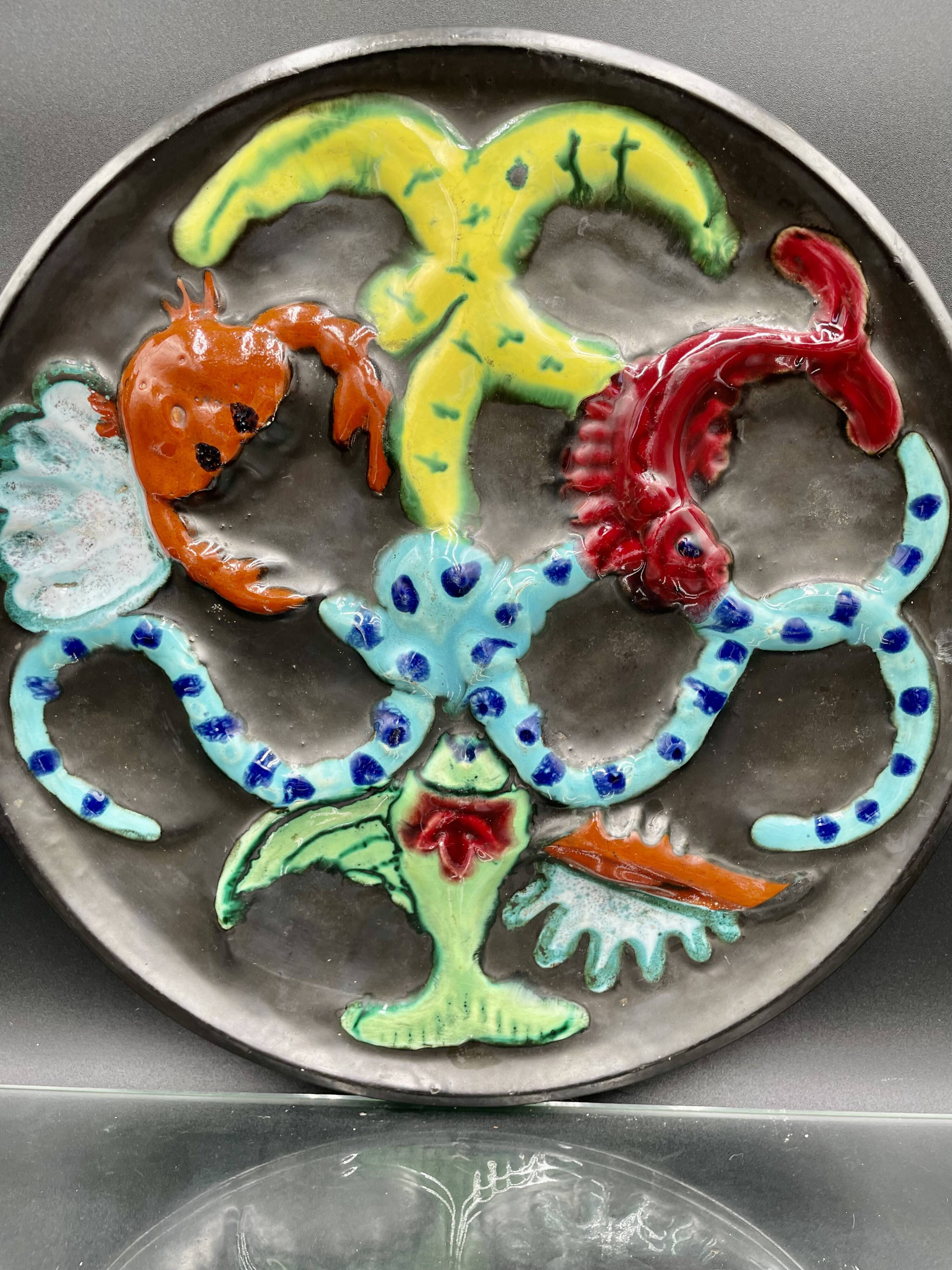 Large oyster or shellfish dish signed cérenne