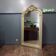 Grand miroir de cheminée vintage français cadre en bois baroque