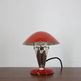 1930s Bauhaus Red Small Table Lamp, Czechoslovakia