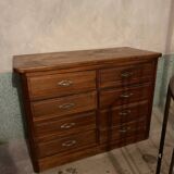 Ancien comptoir de mercerie / meuble de métier / commode en bois ancien