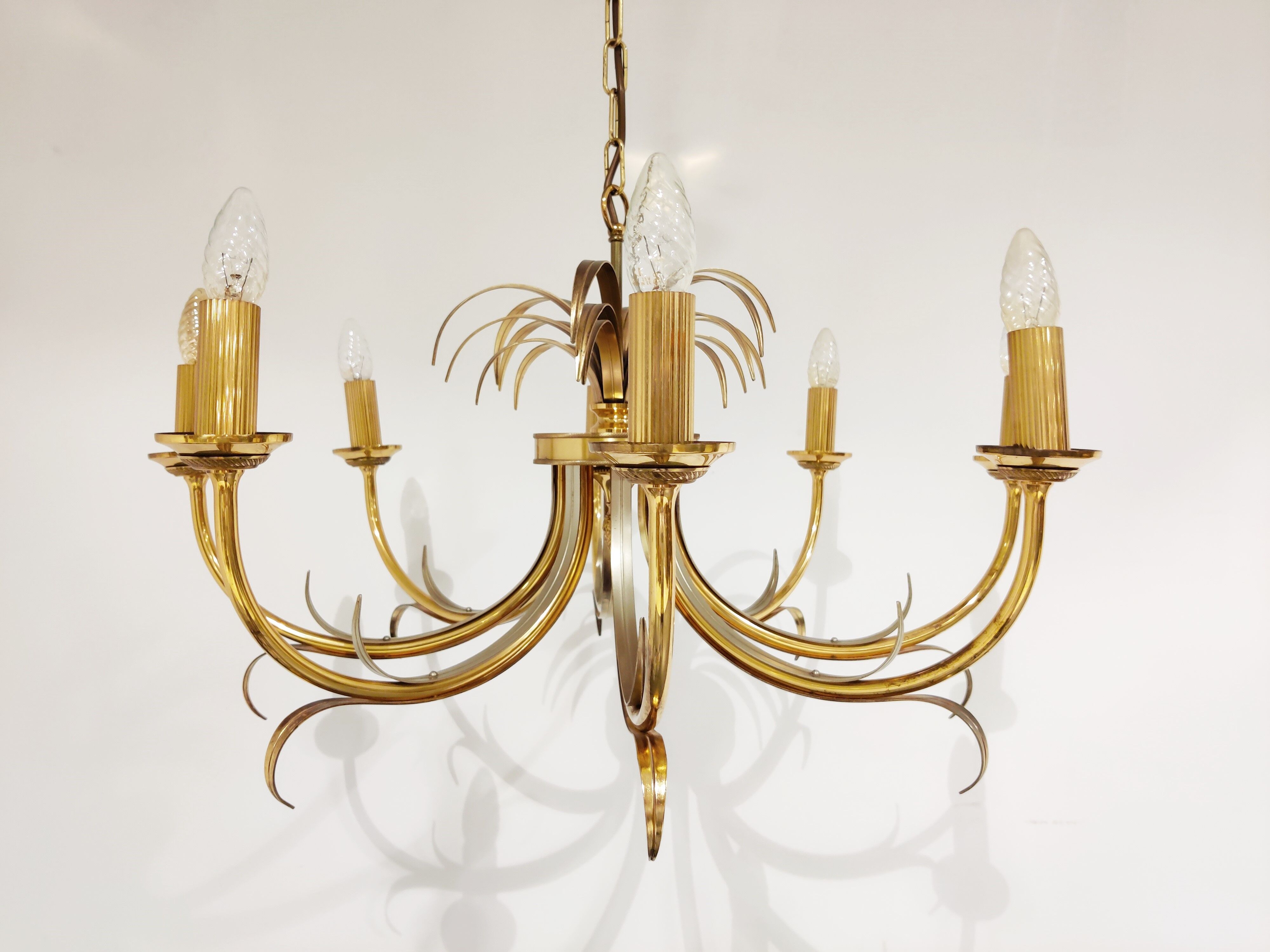Brass pineapple chandelier, 1970s