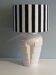 Vintage Ikea table lamp in white ceramic, Memphis style with black and white lampshade.