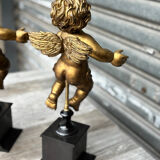 Pair of gilded cherubs on a Napoléon III base