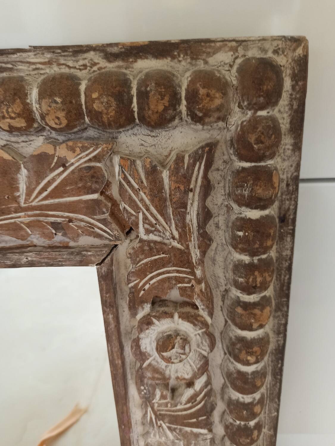 Shabby mirror, carved wooden frame