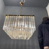 Italian Murano Glass Prism Triedri Chandelier Lamp