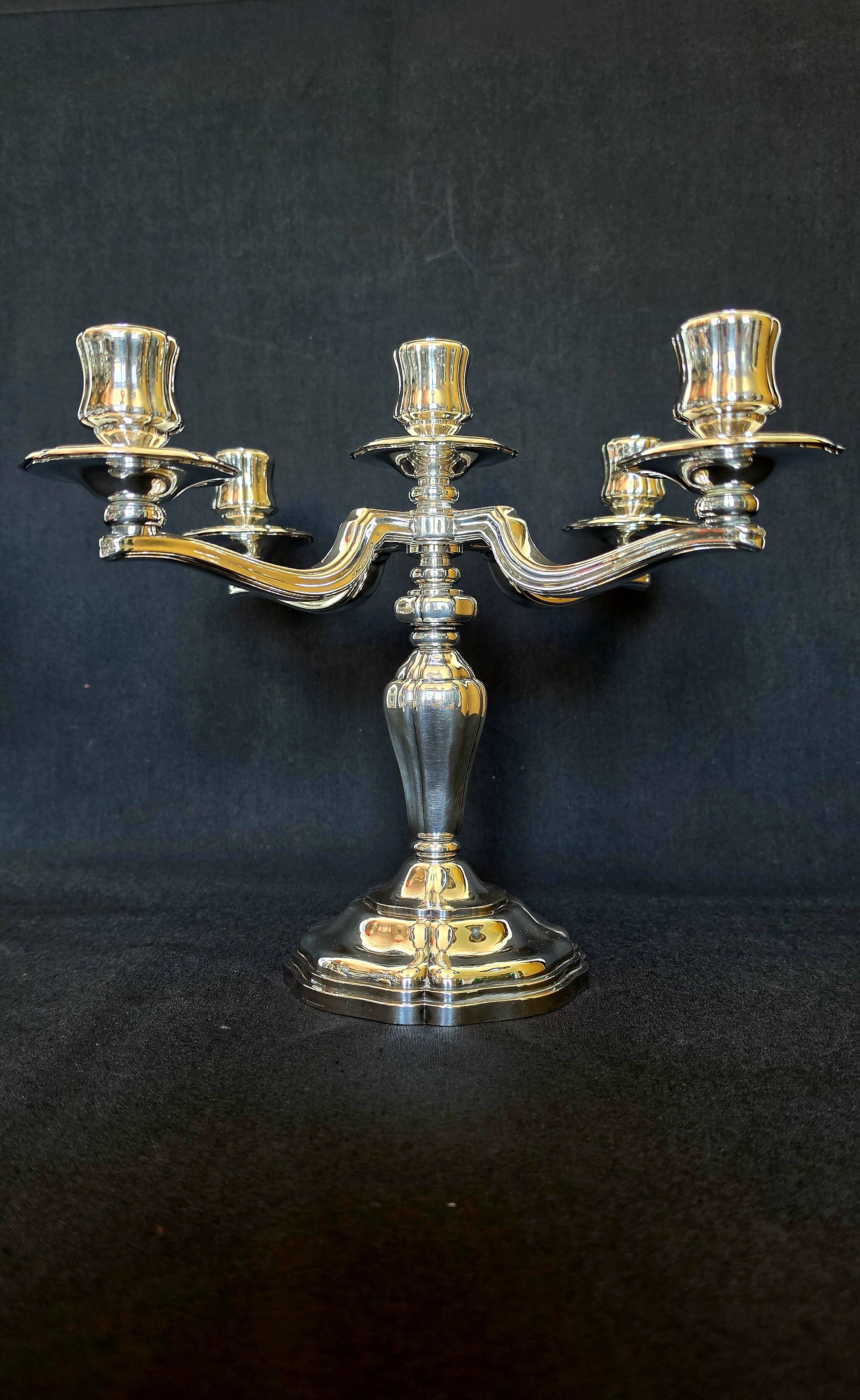 Exceptional pair of table candlesticks in fine silver, St. Médard Paris