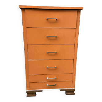 Meuble chiffonnier bois & formica mid-century commode - 1960