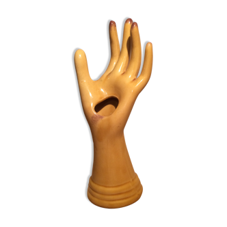 Hand baguier soliflore ceramic yellow