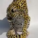 Terracotta ceramic cheetah or leopard statue, 1950s