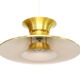 Brass colored aluminium pendant light, Denmark 1970s