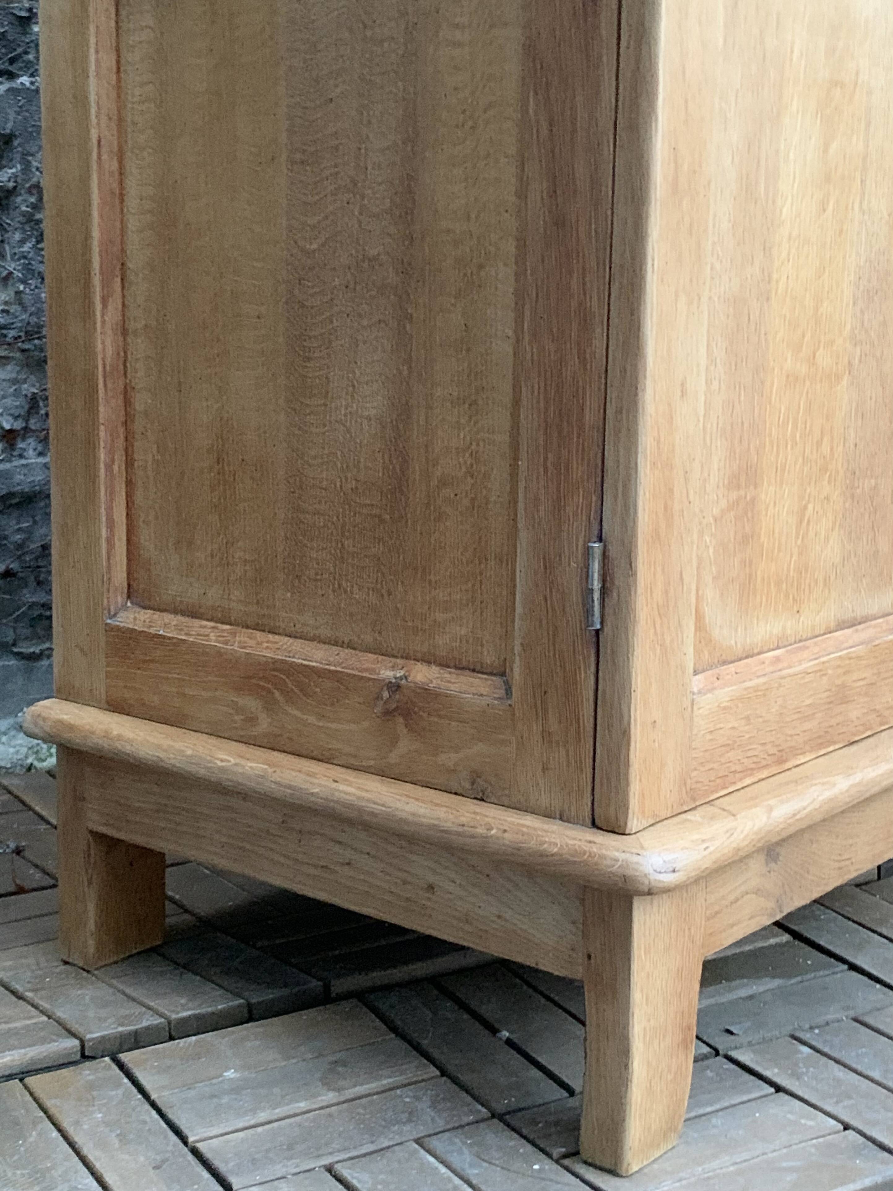 Solid raw oak school glass cabinet 1950