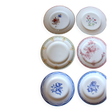 6 mismatched flat plates Fontanges Marsac Longwy Digoin