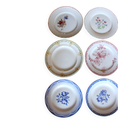 6 mismatched flat plates Fontanges Marsac Longwy Digoin