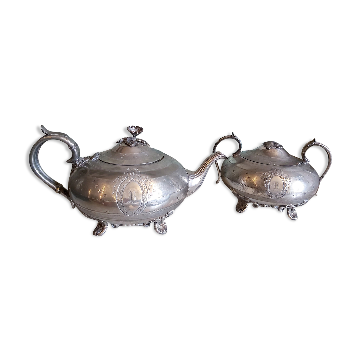 Teapot and sugar bowl set from James Dixon & Sons from Shefield in silver plating