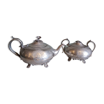 Teapot and sugar bowl set from James Dixon & Sons from Shefield in silver plating