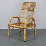 1950s “French Riviera” Rattan Armchair, Italy