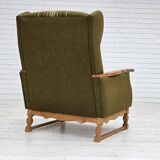 Fauteuil danoise, rembourrage original, laine de meuble verte, 1970