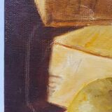 Oil on canvas still life not signed apples pitcher kitchen