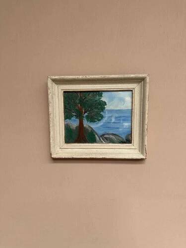 Mid-Century Oil on Panel “Tree” by Unknown, Vintage & Framed 34 × 29 cm