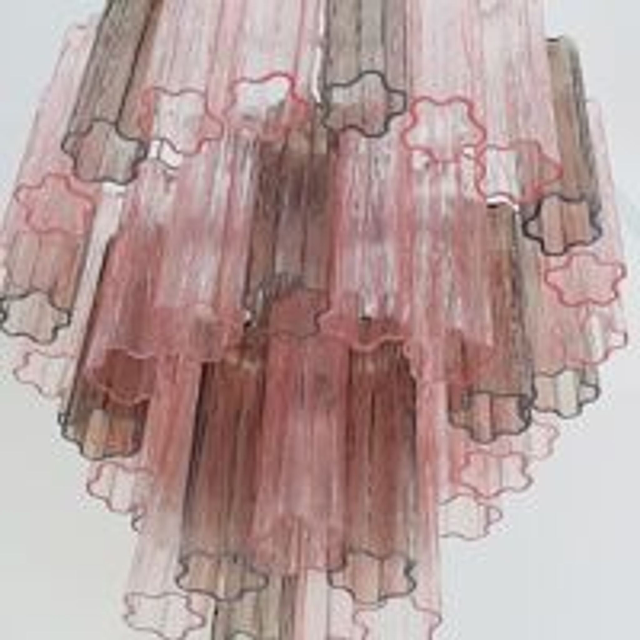 Fume’ and pink “tronchi” murano glass chandelier d60-3l
