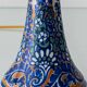 Antique Art Deco Gouda Pottery Table Lamp, c. 1910-35, New Ochre Linen Shade