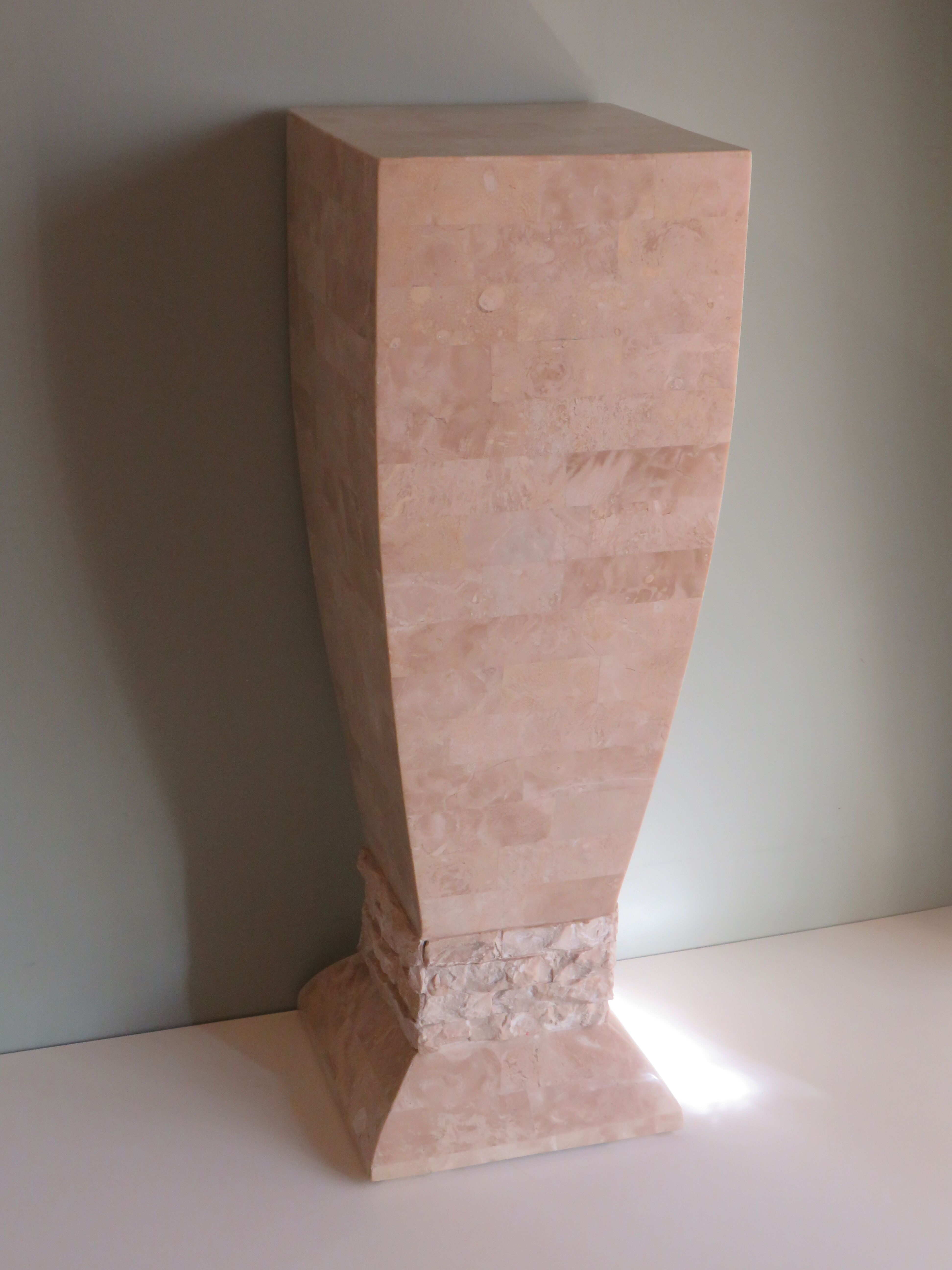 Column, Hollywood Regency style travertine pedestal, 1970s