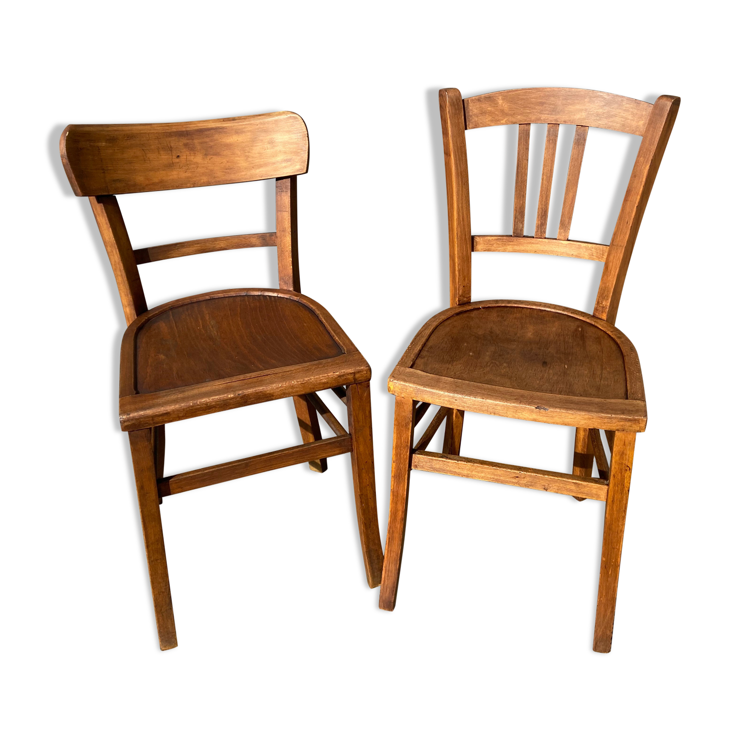 Pair of mismatched bistro chair