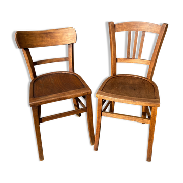 Pair of mismatched bistro chair