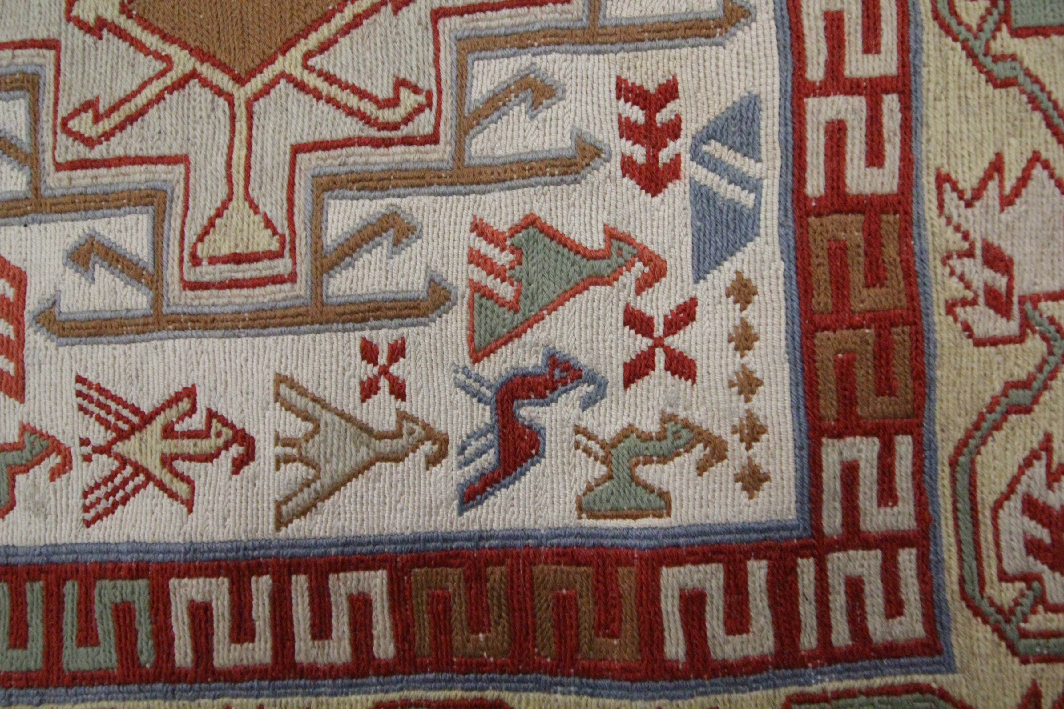 Handwoven Sumakh Kilim Rug, Wool & Silk Tribal Flatweave 103 x 73 cm