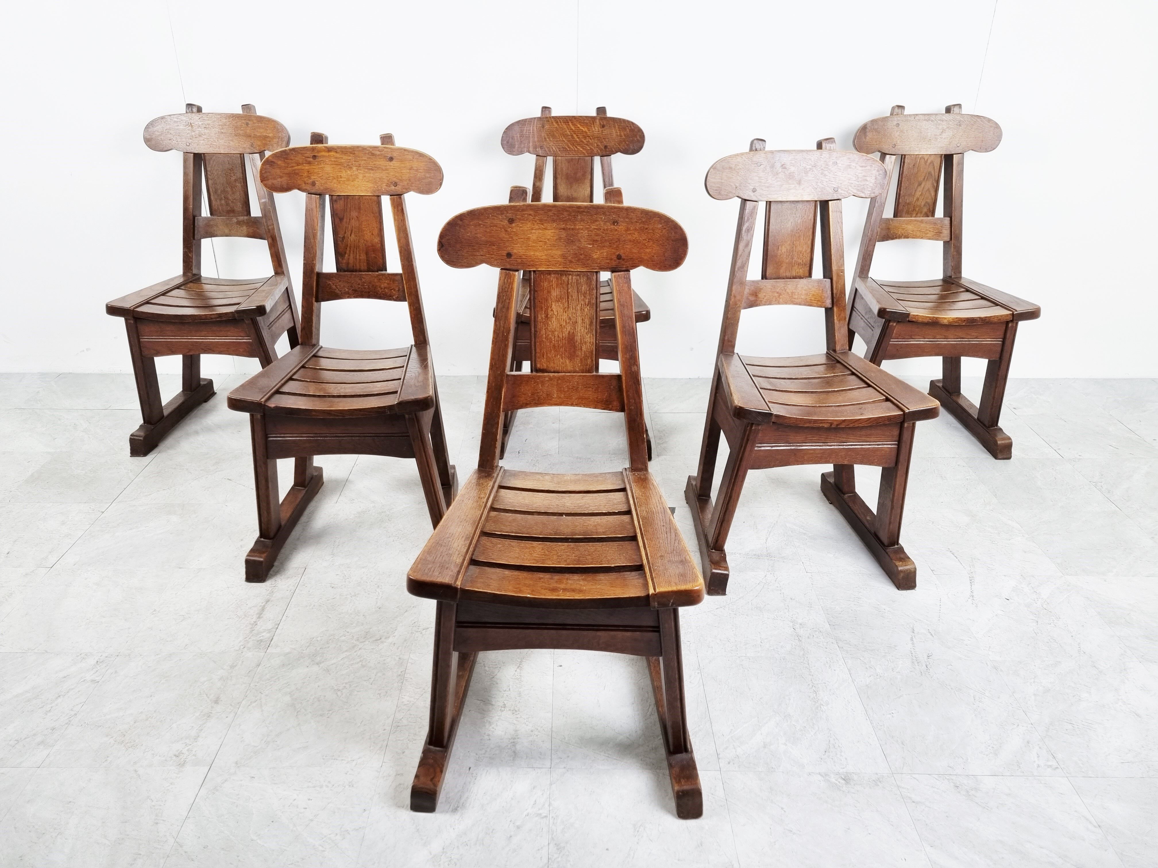 Vintage brutalist dining chairs, Vintage brutalist dining chairs, set of 6 - 1960sset of 6 - 1960s
