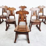 Vintage brutalist dining chairs, Vintage brutalist dining chairs, set of 6 - 1960sset of 6 - 1960s