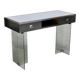 Modernist console, 60s, glass base, wooden and melamine top, white