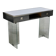 Modernist console, 60s, glass base, wooden and melamine top, white