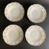 4 soup plates in Paris porcelain, "A la Reine" model, 1890, Damo
