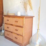 Vintage rattan chest of drawers
