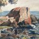 Painting painting Saint Tropez watercolor 1926