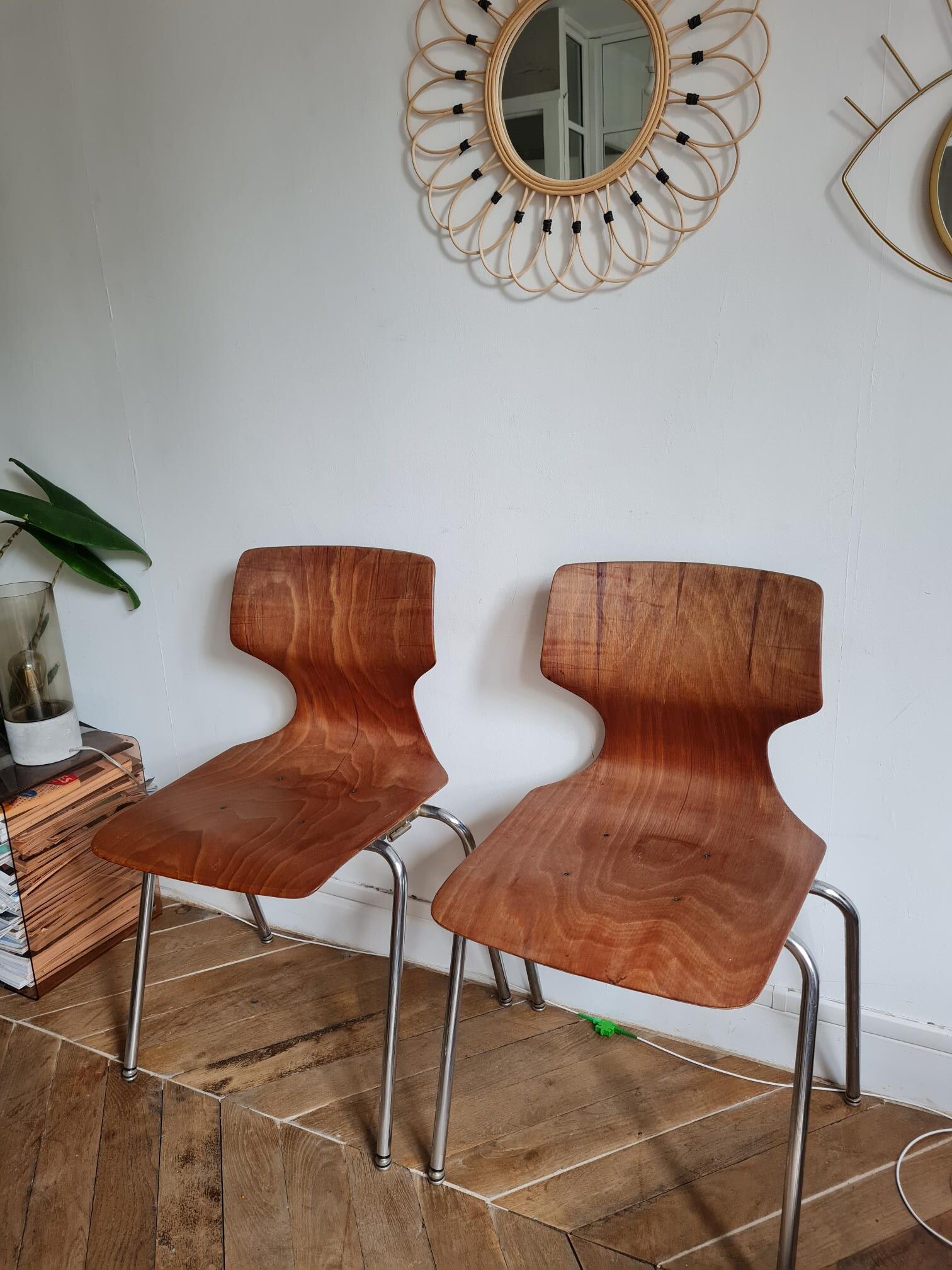 Set of 2 Pagholz Pagwood chairs 1960-1970