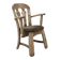 Dutch brutalist solid oak armchair with reupholstered leather seat, 1970s