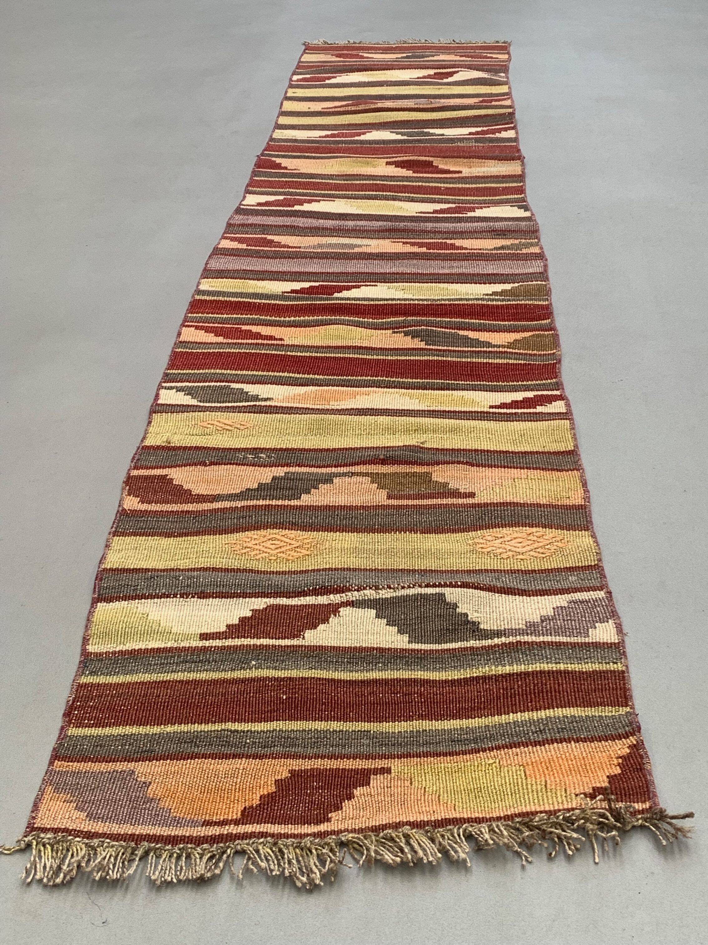Old Turkish narrow Kilim Runner 265x52 cm shabby chic, vintage kelim