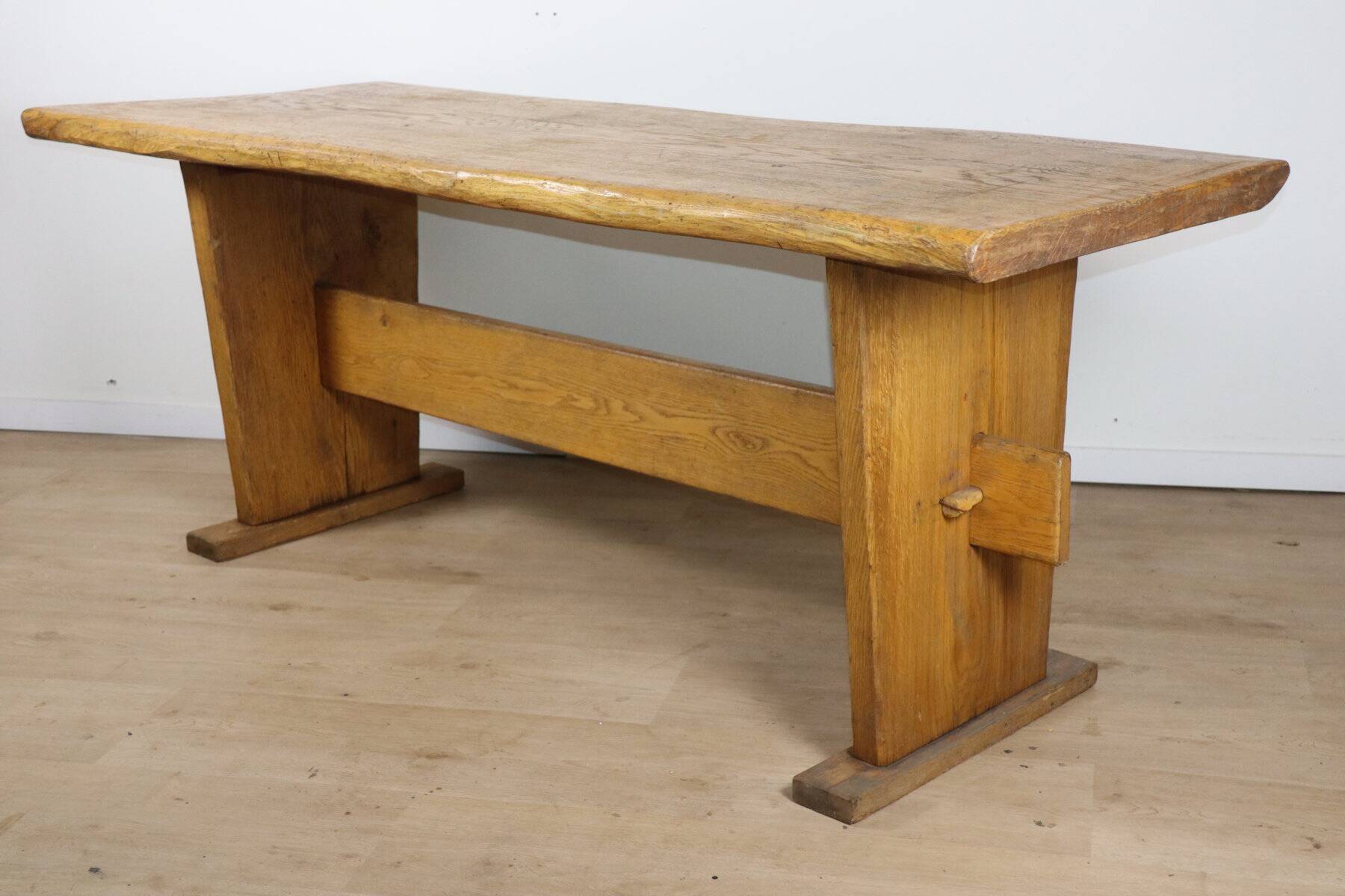 Brutalist solid wood dining table - 1950s/60s