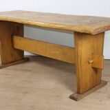 Brutalist solid wood dining table - 1950s/60s